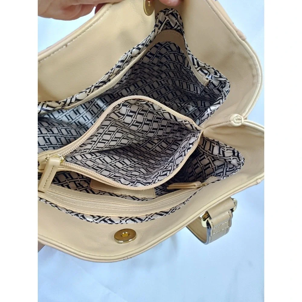 Tignanello Pretty Pockets Shopper Womens Luxury Leather Purse Tote Bag Dune NWT